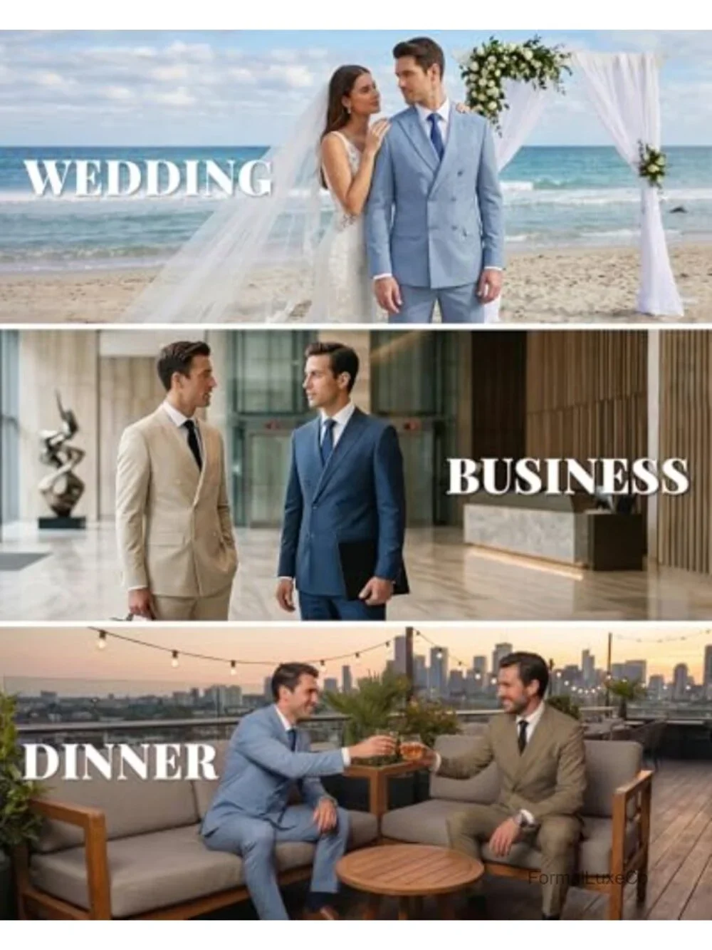 Men's Double Breasted Tuxedo Suit Set Slim Fit Jacket & Pants